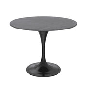 Verve Round Dining Table with MDF/Sintered Stone/Resin Tabletop in Black Stainless Steel Pedestal Base - Elax Furniture
