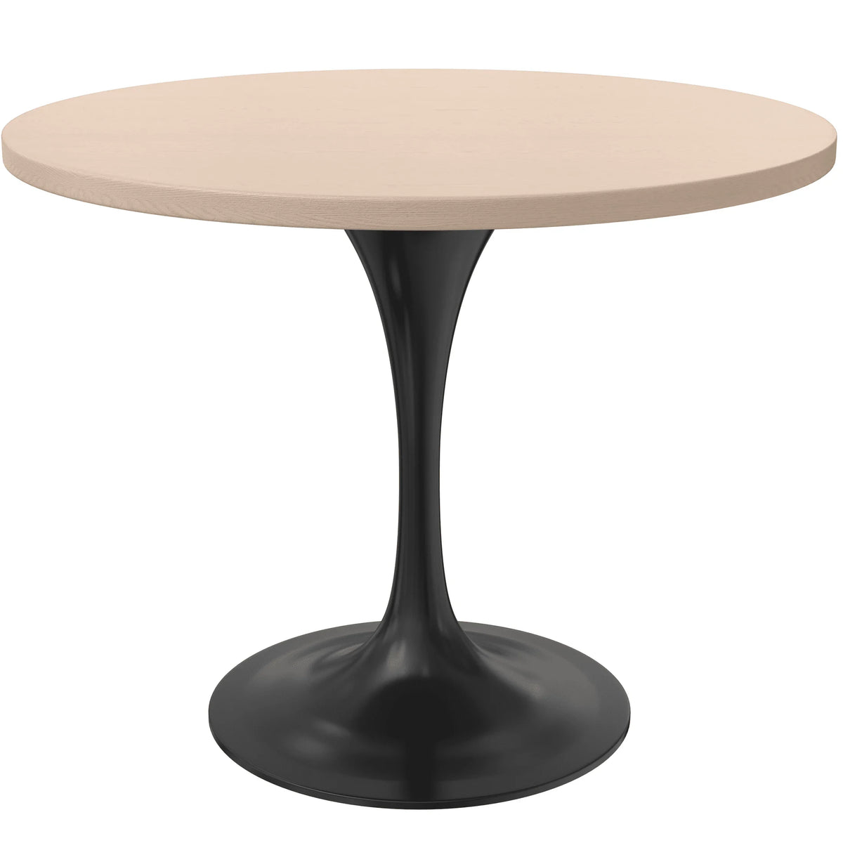 Verve Round Dining Table with MDF/Sintered Stone/Resin Tabletop in Black Stainless Steel Pedestal Base - Elax Furniture