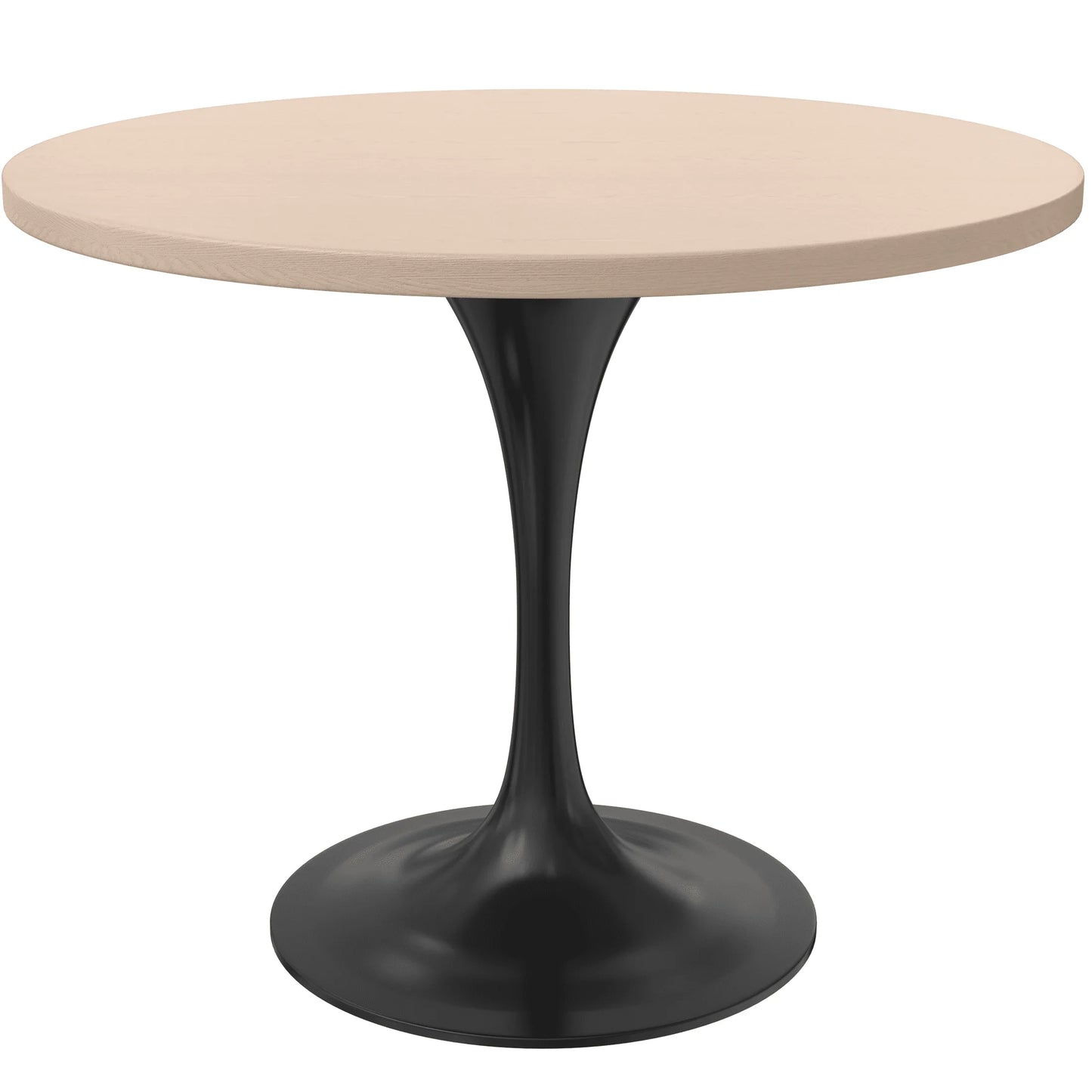 Verve Round Dining Table with MDF/Sintered Stone/Resin Tabletop in Black Stainless Steel Pedestal Base - Elax Furniture