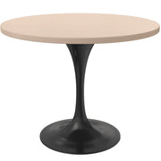Verve Round Dining Table with MDF/Sintered Stone/Resin Tabletop in Black Stainless Steel Pedestal Base - Elax Furniture
