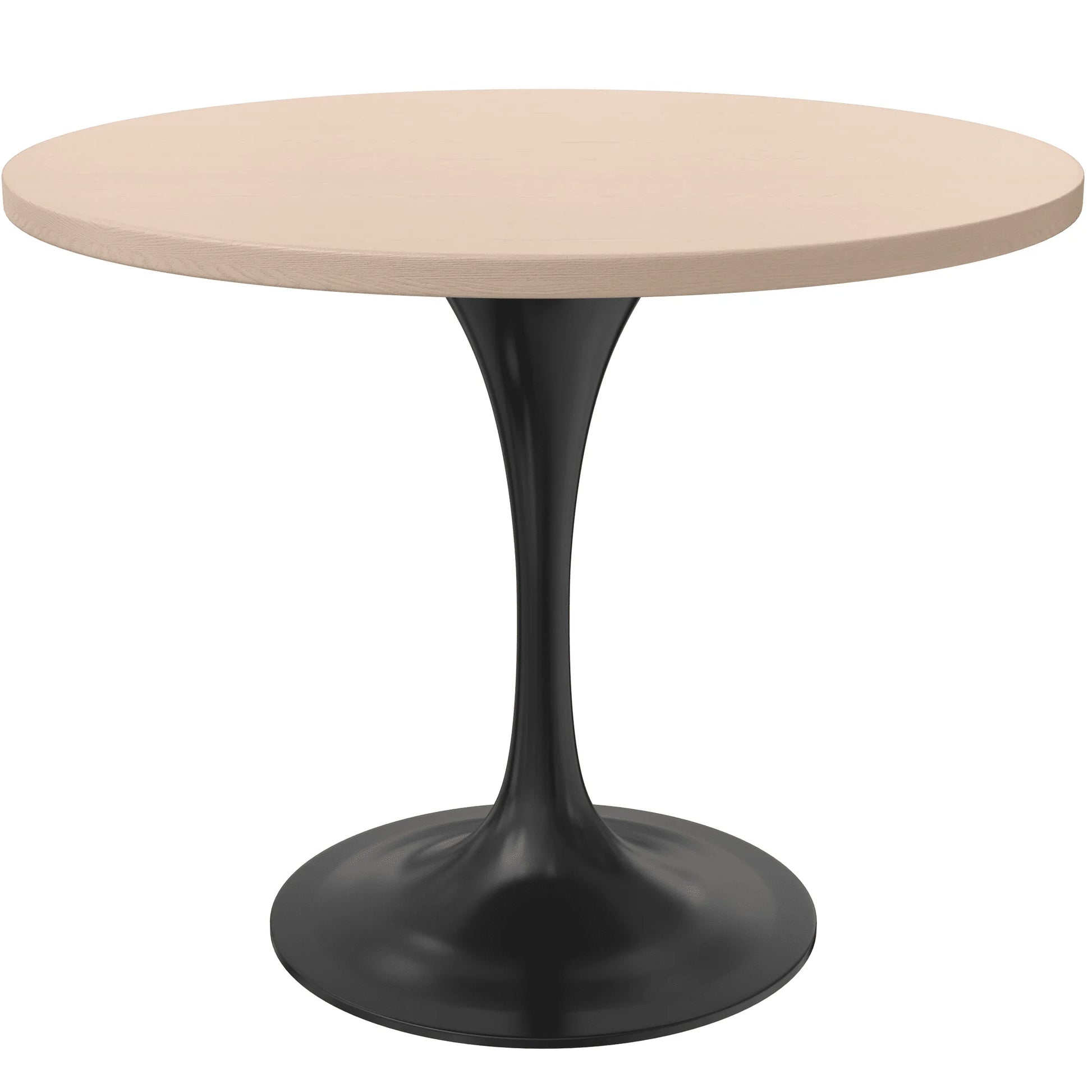 Verve Round Dining Table with MDF/Sintered Stone/Resin Tabletop in Black Stainless Steel Pedestal Base - Elax Furniture