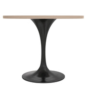 Verve Round Dining Table with MDF/Sintered Stone/Resin Tabletop in Black Stainless Steel Pedestal Base - Elax Furniture