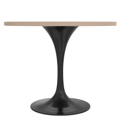 Verve Round Dining Table with MDF/Sintered Stone/Resin Tabletop in Black Stainless Steel Pedestal Base - Elax Furniture