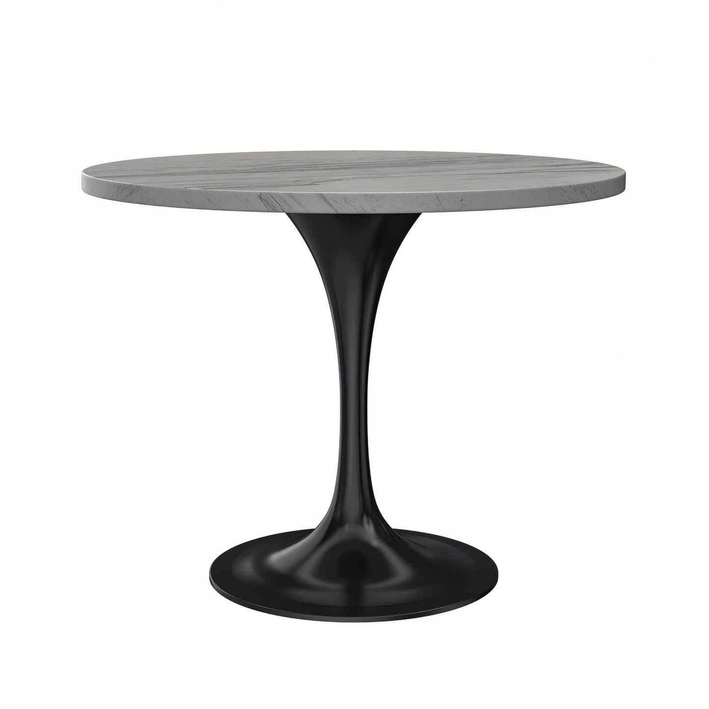 Verve Round Dining Table with MDF/Sintered Stone/Resin Tabletop in Black Stainless Steel Pedestal Base - Elax Furniture