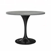 Verve Round Dining Table with MDF/Sintered Stone/Resin Tabletop in Black Stainless Steel Pedestal Base - Elax Furniture