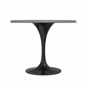 Verve Round Dining Table with MDF/Sintered Stone/Resin Tabletop in Black Stainless Steel Pedestal Base - Elax Furniture