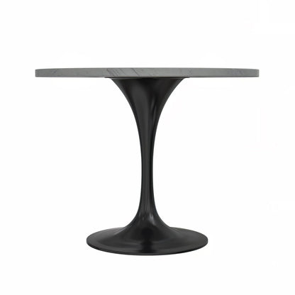Verve Round Dining Table with MDF/Sintered Stone/Resin Tabletop in Black Stainless Steel Pedestal Base - Elax Furniture