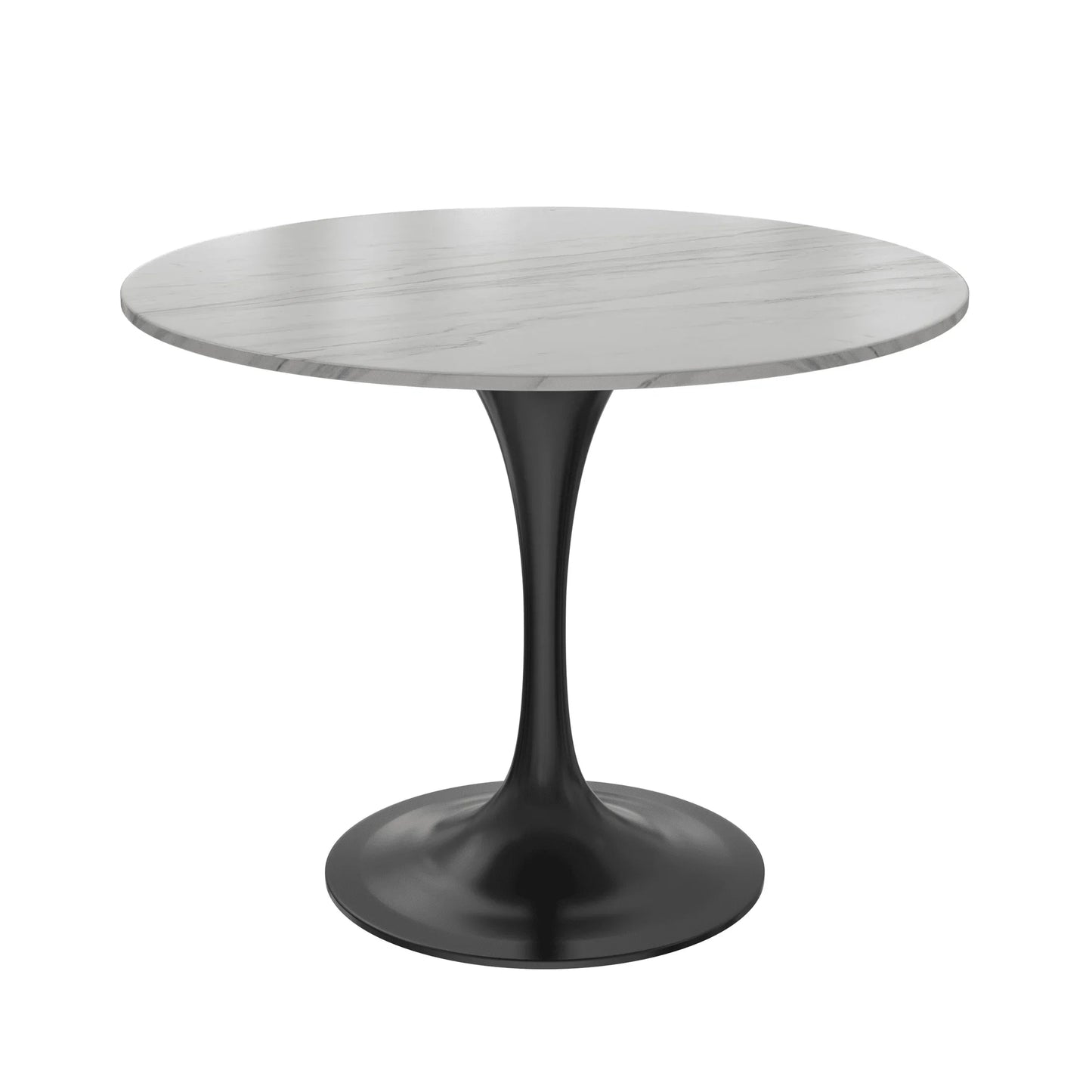 Verve Round Dining Table with MDF/Sintered Stone/Resin Tabletop in Black Stainless Steel Pedestal Base - Elax Furniture