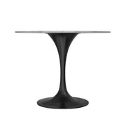 Verve Round Dining Table with MDF/Sintered Stone/Resin Tabletop in Black Stainless Steel Pedestal Base - Elax Furniture