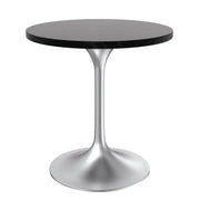 Verve Round Dining Table with MDF/Sintered Stone/Resin Tabletop in Silver Stainless Steel Pedestal Base - Elax Furniture