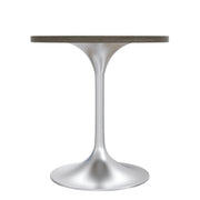 Verve Round Dining Table with MDF/Sintered Stone/Resin Tabletop in Silver Stainless Steel Pedestal Base - Elax Furniture