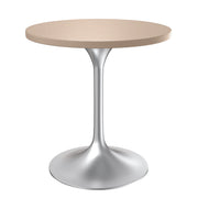 Verve Round Dining Table with MDF/Sintered Stone/Resin Tabletop in Silver Stainless Steel Pedestal Base - Elax Furniture