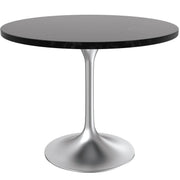 Verve Round Dining Table with MDF/Sintered Stone/Resin Tabletop in Silver Stainless Steel Pedestal Base - Elax Furniture