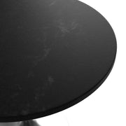 Verve Round Dining Table with MDF/Sintered Stone/Resin Tabletop in Silver Stainless Steel Pedestal Base - Elax Furniture