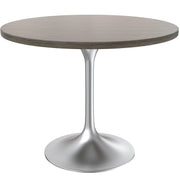 Verve Round Dining Table with MDF/Sintered Stone/Resin Tabletop in Silver Stainless Steel Pedestal Base - Elax Furniture