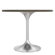 Verve Round Dining Table with MDF/Sintered Stone/Resin Tabletop in Silver Stainless Steel Pedestal Base - Elax Furniture
