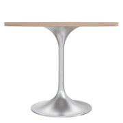 Verve Round Dining Table with MDF/Sintered Stone/Resin Tabletop in Silver Stainless Steel Pedestal Base - Elax Furniture