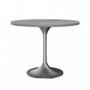 Verve Round Dining Table with MDF/Sintered Stone/Resin Tabletop in Silver Stainless Steel Pedestal Base - Elax Furniture