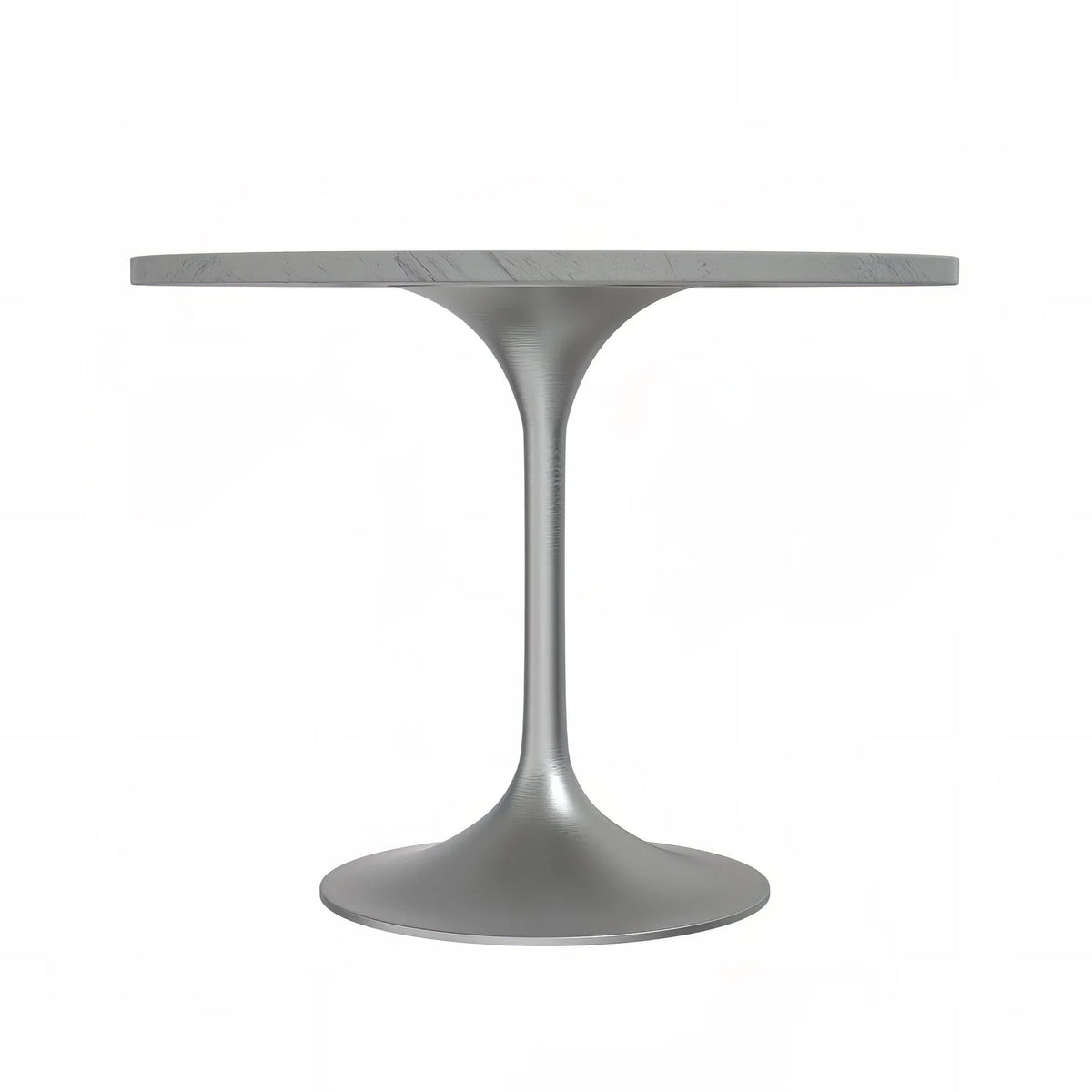 Verve Round Dining Table with MDF/Sintered Stone/Resin Tabletop in Silver Stainless Steel Pedestal Base - Elax Furniture
