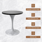 Verve Round Dining Table with MDF/Sintered Stone/Resin Tabletop in White Stainless Steel Pedestal Base - Elax Furniture