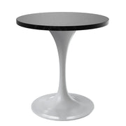 Verve Round Dining Table with MDF/Sintered Stone/Resin Tabletop in White Stainless Steel Pedestal Base - Elax Furniture