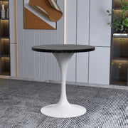 Verve Round Dining Table with MDF/Sintered Stone/Resin Tabletop in White Stainless Steel Pedestal Base - Elax Furniture