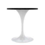 Verve Round Dining Table with MDF/Sintered Stone/Resin Tabletop in White Stainless Steel Pedestal Base - Elax Furniture