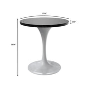 Verve Round Dining Table with MDF/Sintered Stone/Resin Tabletop in White Stainless Steel Pedestal Base - Elax Furniture