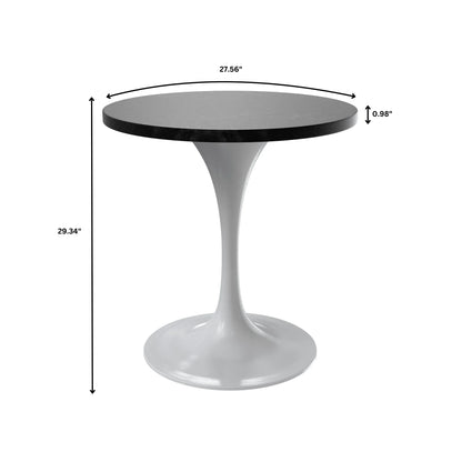 Verve Round Dining Table with MDF/Sintered Stone/Resin Tabletop in White Stainless Steel Pedestal Base - Elax Furniture