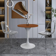 Verve Round Dining Table with MDF/Sintered Stone/Resin Tabletop in White Stainless Steel Pedestal Base - Elax Furniture