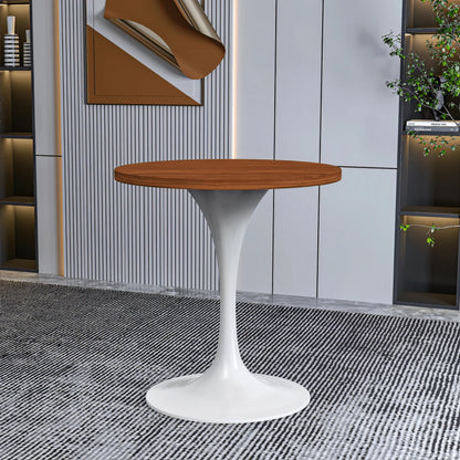 Verve Round Dining Table with MDF/Sintered Stone/Resin Tabletop in White Stainless Steel Pedestal Base - Elax Furniture