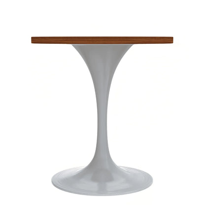 Verve Round Dining Table with MDF/Sintered Stone/Resin Tabletop in White Stainless Steel Pedestal Base - Elax Furniture