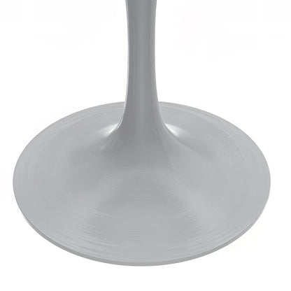 Verve Round Dining Table with MDF/Sintered Stone/Resin Tabletop in White Stainless Steel Pedestal Base - Elax Furniture