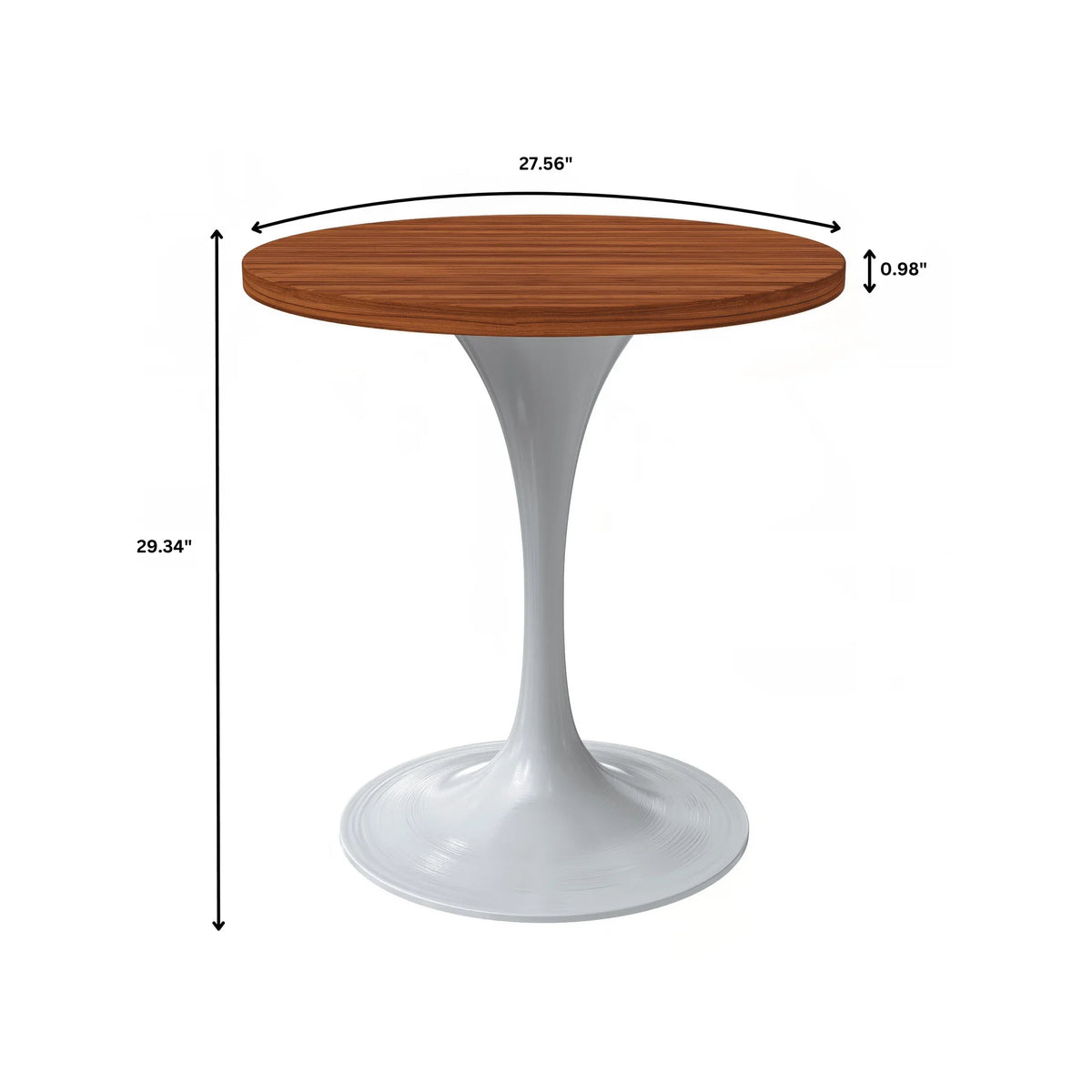 Verve Round Dining Table with MDF/Sintered Stone/Resin Tabletop in White Stainless Steel Pedestal Base - Elax Furniture