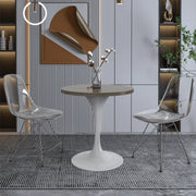 Verve Round Dining Table with MDF/Sintered Stone/Resin Tabletop in White Stainless Steel Pedestal Base - Elax Furniture