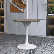 Verve Round Dining Table with MDF/Sintered Stone/Resin Tabletop in White Stainless Steel Pedestal Base - Elax Furniture