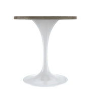 Verve Round Dining Table with MDF/Sintered Stone/Resin Tabletop in White Stainless Steel Pedestal Base - Elax Furniture