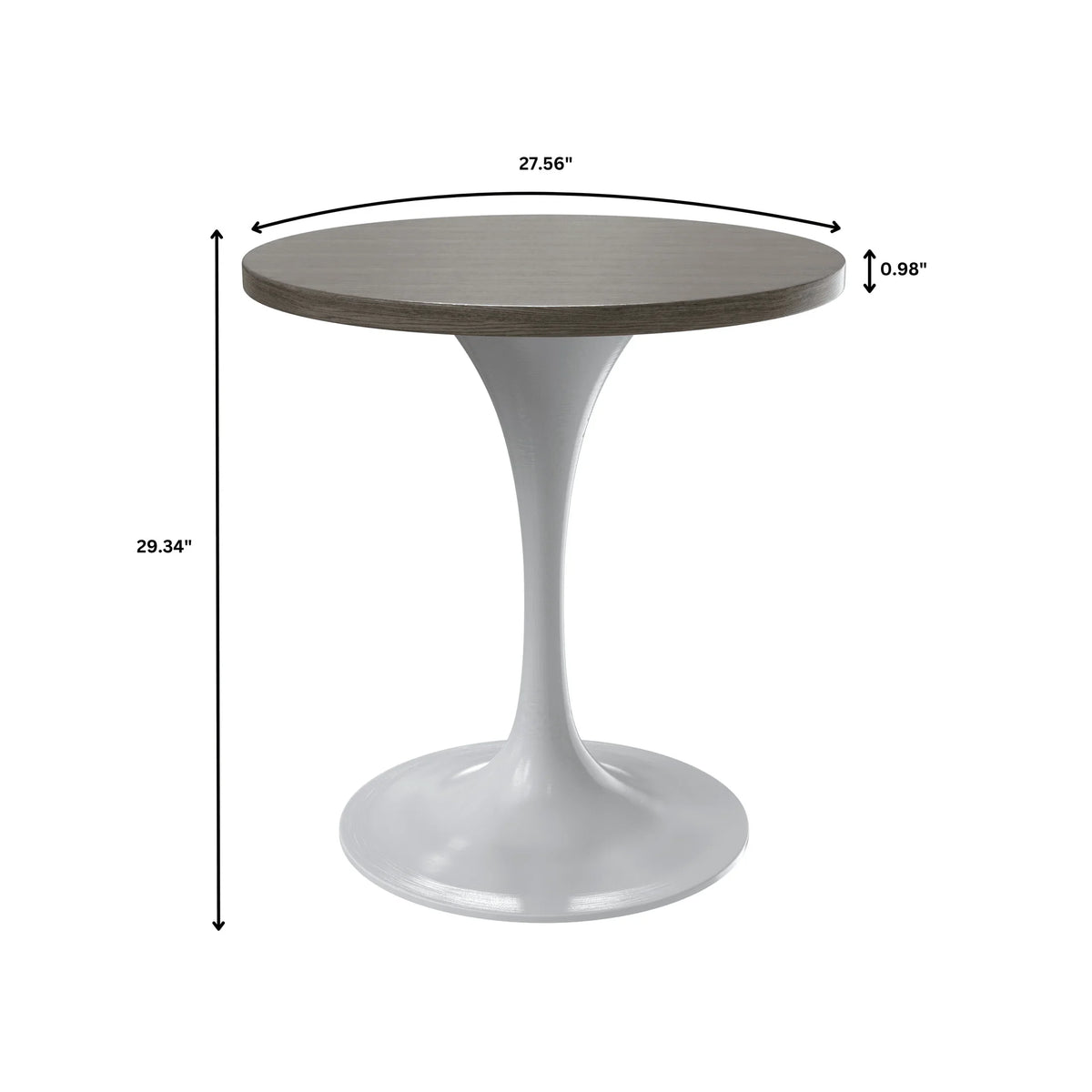 Verve Round Dining Table with MDF/Sintered Stone/Resin Tabletop in White Stainless Steel Pedestal Base - Elax Furniture