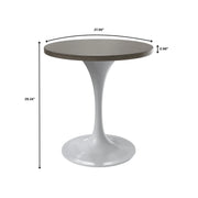 Verve Round Dining Table with MDF/Sintered Stone/Resin Tabletop in White Stainless Steel Pedestal Base - Elax Furniture