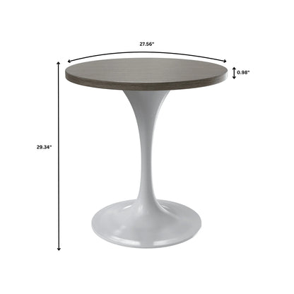 Verve Round Dining Table with MDF/Sintered Stone/Resin Tabletop in White Stainless Steel Pedestal Base - Elax Furniture