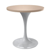 Verve Round Dining Table with MDF/Sintered Stone/Resin Tabletop in White Stainless Steel Pedestal Base - Elax Furniture