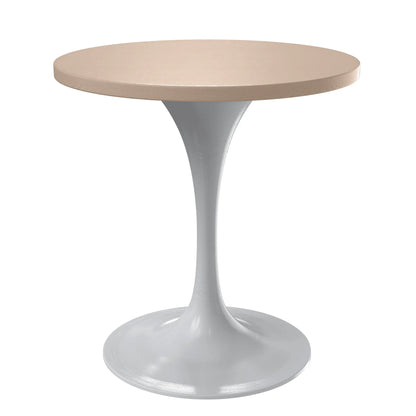 Verve Round Dining Table with MDF/Sintered Stone/Resin Tabletop in White Stainless Steel Pedestal Base - Elax Furniture