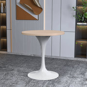Verve Round Dining Table with MDF/Sintered Stone/Resin Tabletop in White Stainless Steel Pedestal Base - Elax Furniture