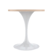 Verve Round Dining Table with MDF/Sintered Stone/Resin Tabletop in White Stainless Steel Pedestal Base - Elax Furniture