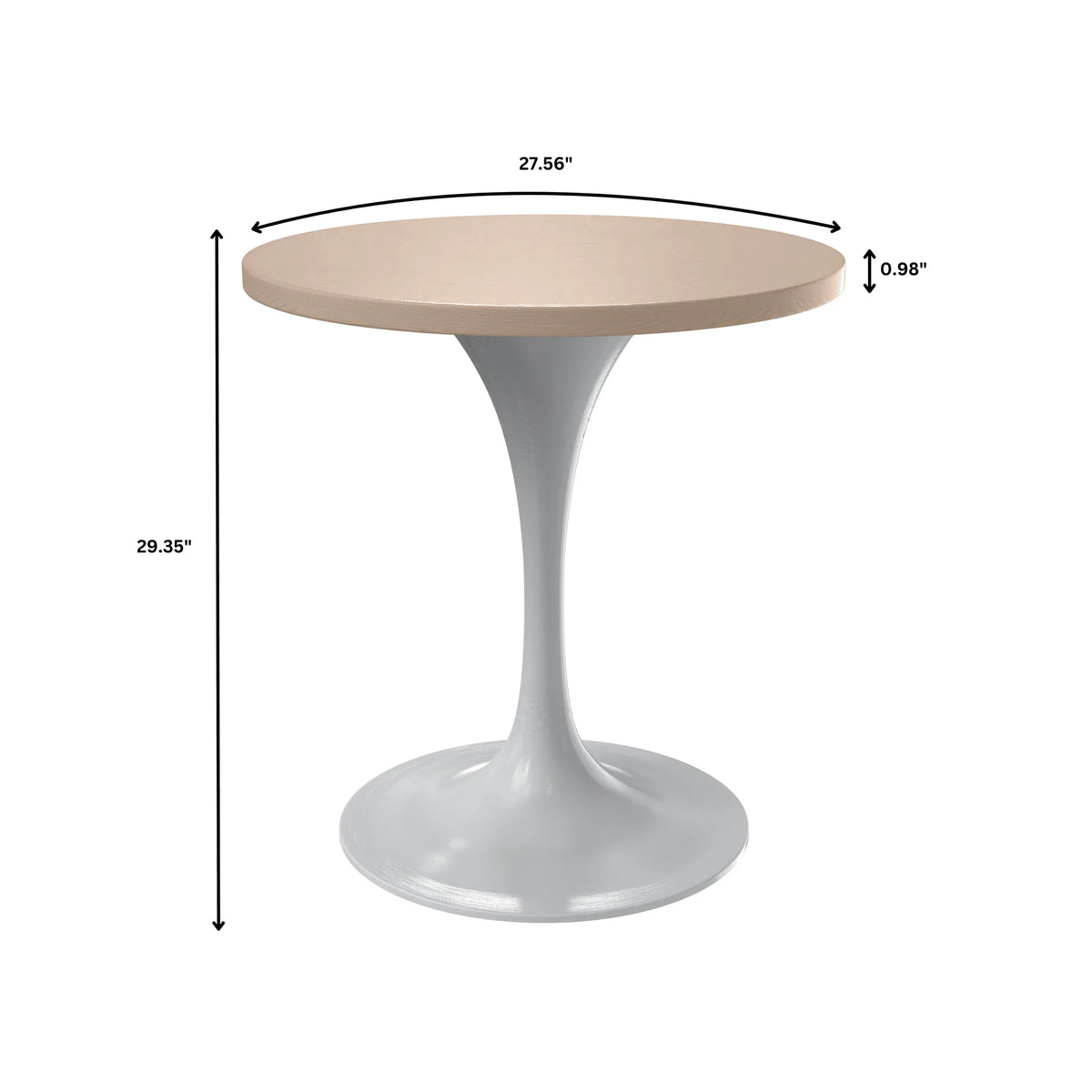 Verve Round Dining Table with MDF/Sintered Stone/Resin Tabletop in White Stainless Steel Pedestal Base - Elax Furniture