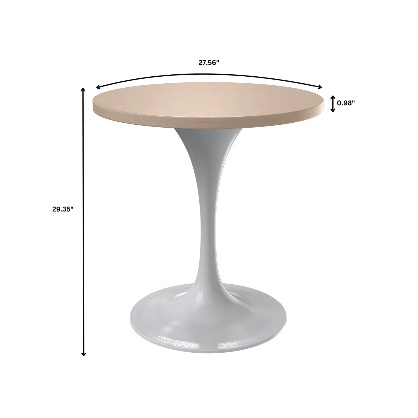 Verve Round Dining Table with MDF/Sintered Stone/Resin Tabletop in White Stainless Steel Pedestal Base - Elax Furniture