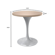 Verve Round Dining Table with MDF/Sintered Stone/Resin Tabletop in White Stainless Steel Pedestal Base - Elax Furniture