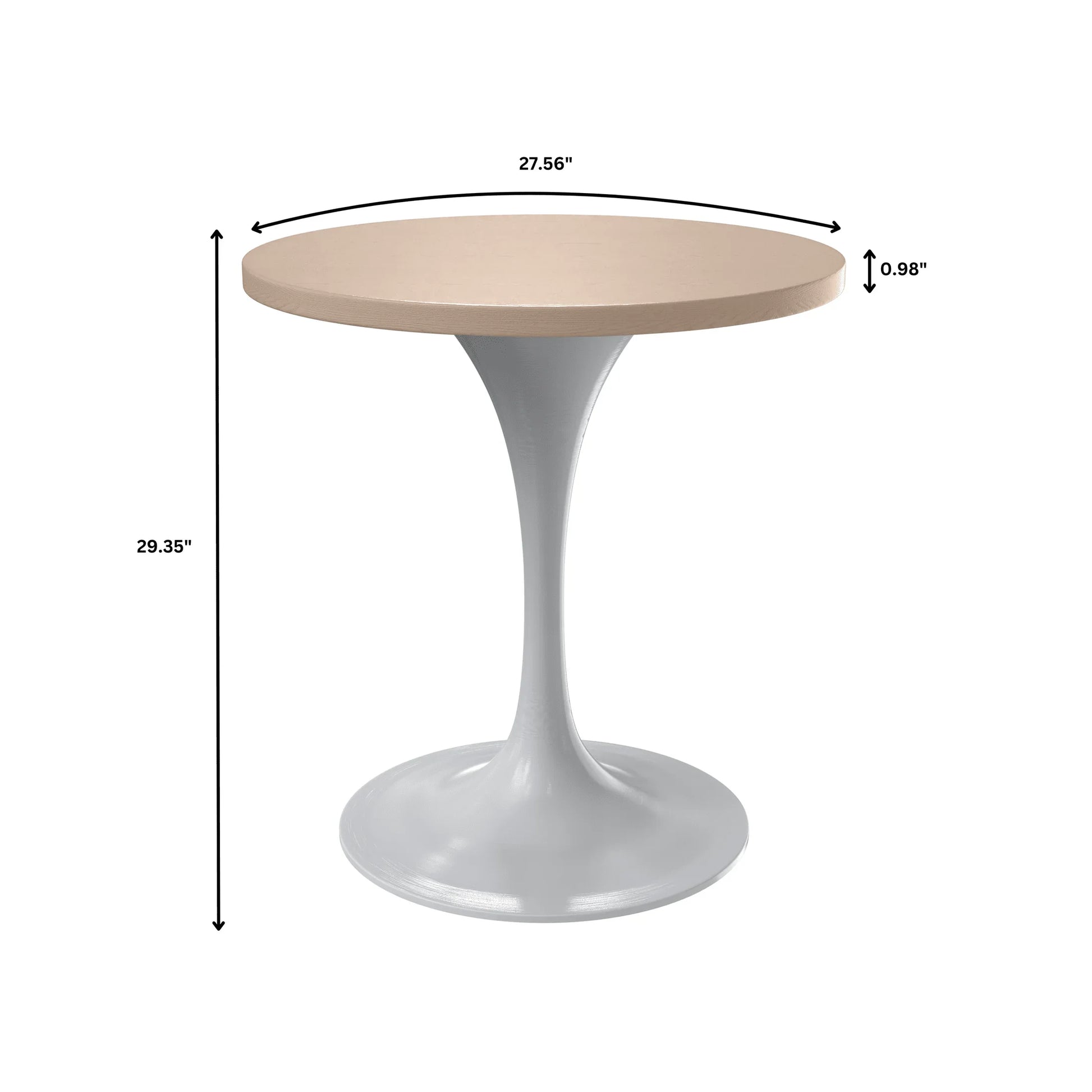 Verve Round Dining Table with MDF/Sintered Stone/Resin Tabletop in White Stainless Steel Pedestal Base - Elax Furniture