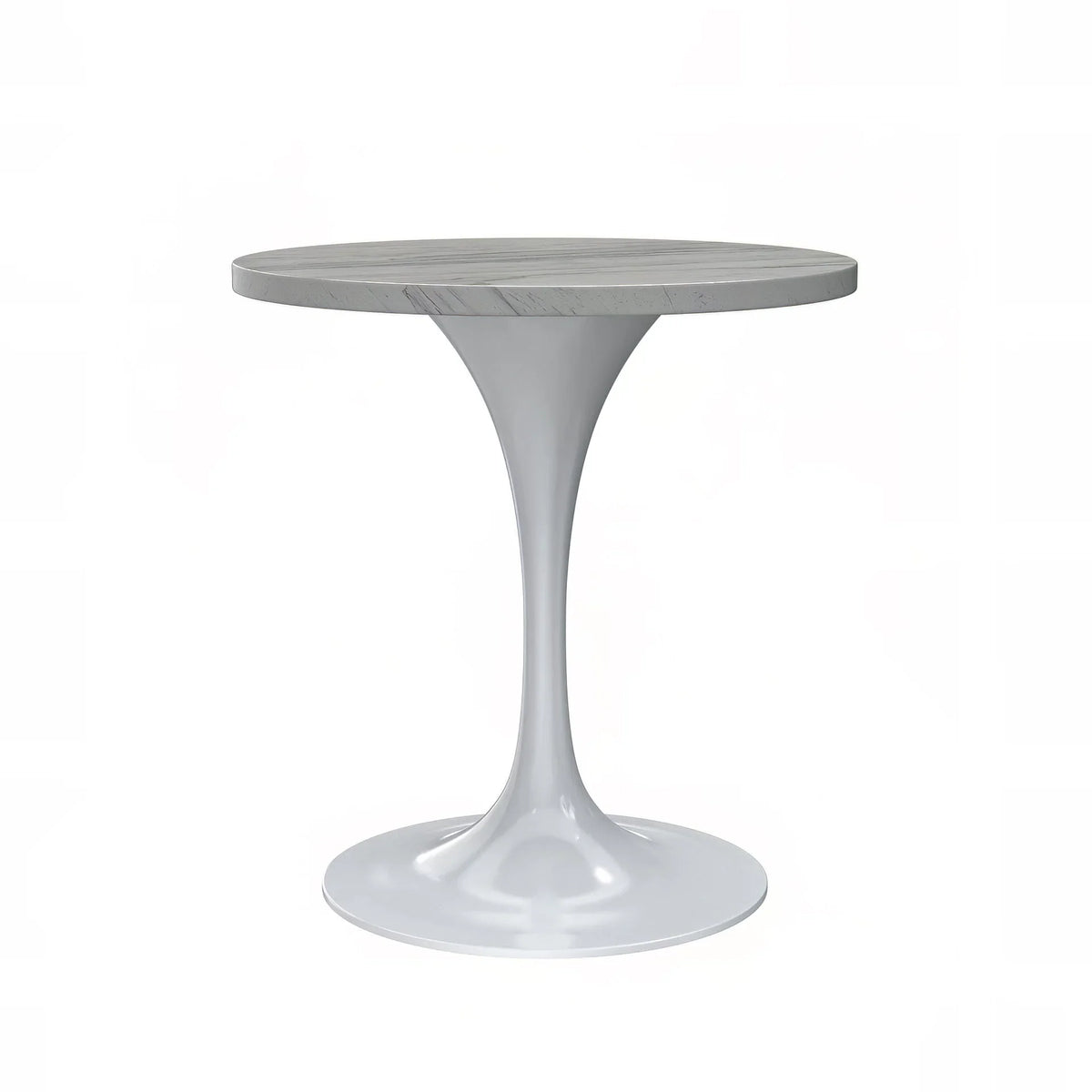 Verve Round Dining Table with MDF/Sintered Stone/Resin Tabletop in White Stainless Steel Pedestal Base - Elax Furniture
