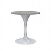 Verve Round Dining Table with MDF/Sintered Stone/Resin Tabletop in White Stainless Steel Pedestal Base - Elax Furniture